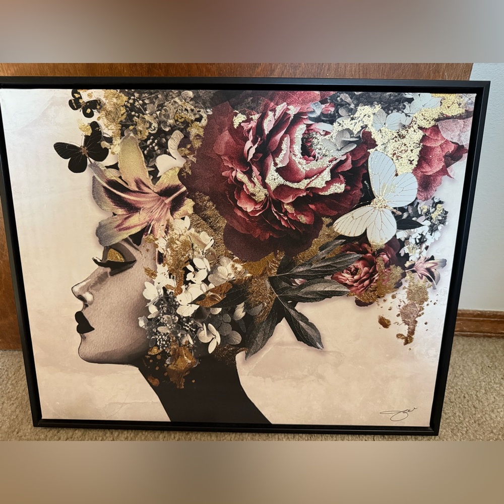 Floral Art Print with Black Frame